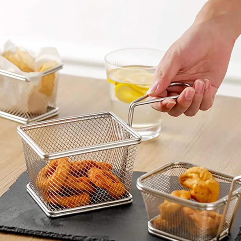 Professional Stainless Steel Large Serving Basket - 1 Pc