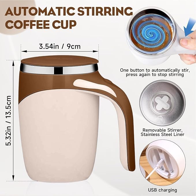 380mL Self Stirring Mug with Lid