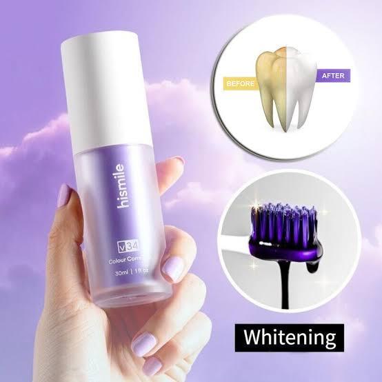 Hismile V34 Purple Whitening Toothpaste Remove Stains Reduce Yellowing Care For Teeth Gums Fresh Breath Brightening Teeth