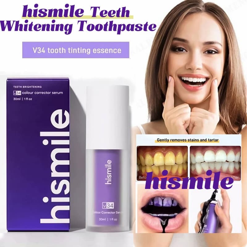 Hismile V34 Purple Whitening Toothpaste Remove Stains Reduce Yellowing Care For Teeth Gums Fresh Breath Brightening Teeth
